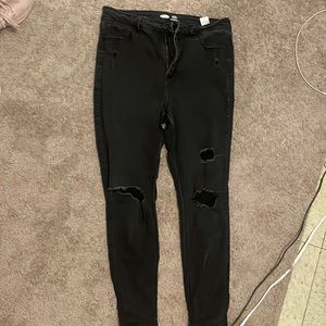 Black high rise ripped jeans